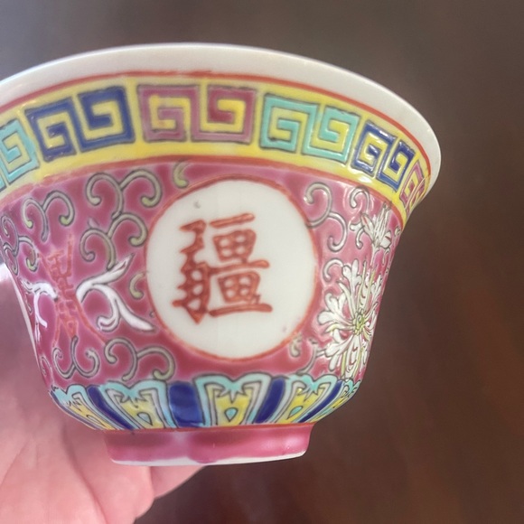 Antique Chinese Jiangxi, Jingdezhen Longevity Cup and matching Saucer hand paint - Picture 6 of 13
